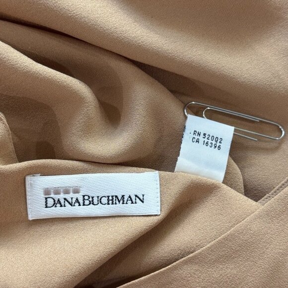 Dana Buchman 100% Silk Blouse Tan Camel Brown Dolman Sleeve Top - Picture 5 of 10